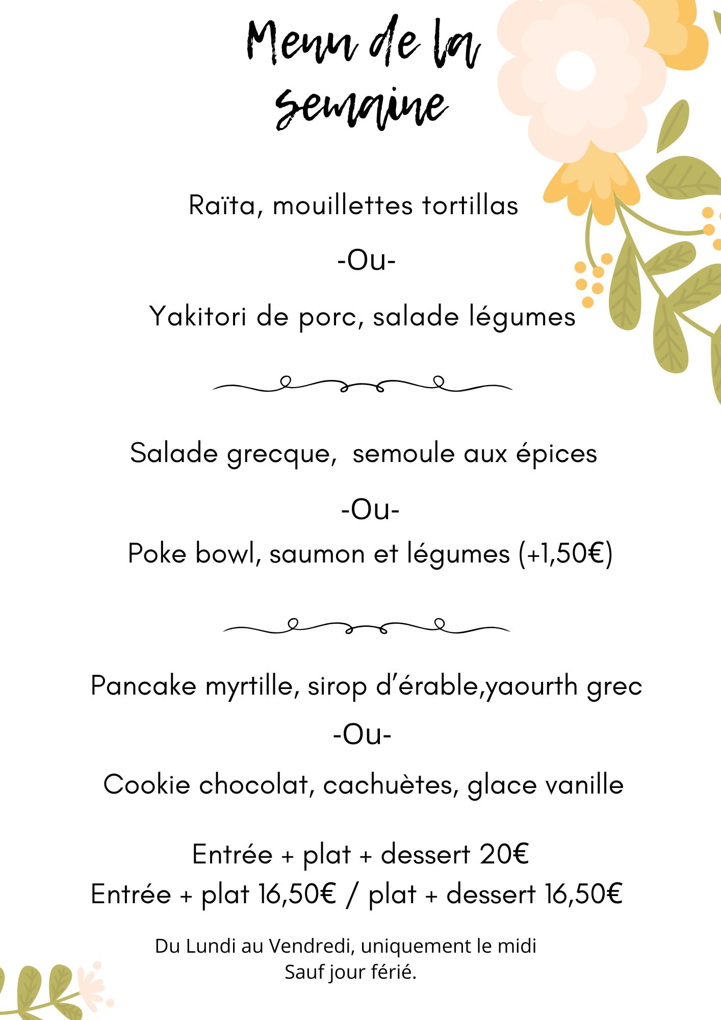 BEIGE FLEUR ACCENT MARIAGE CARTE 4 | Les Bacchanales Découvrez nos plats végétariens à Nancy Montigny-lès-Metz 0